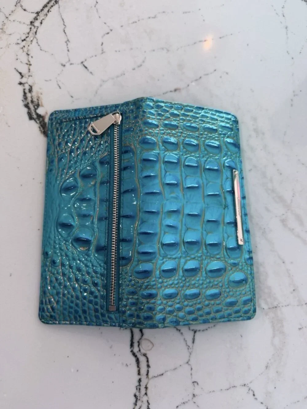 Women’s Brahmin Ady Wallet Peacock Blue Genuine Leather - Picture 4 of 7